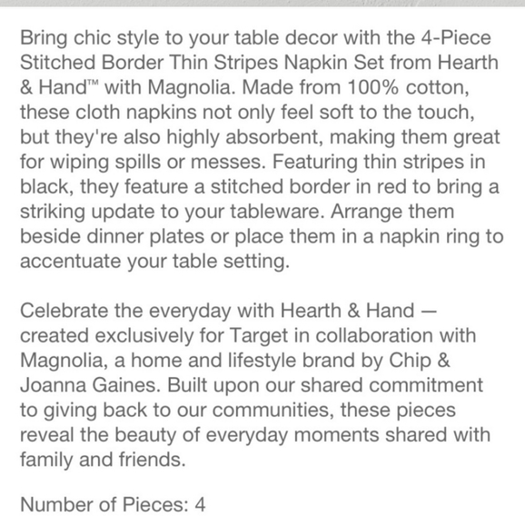 4pk Hearth & Hand Holiday Napkins - Picture 7 of 7